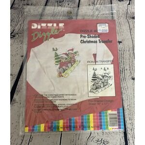 New Vtg Diizzle Pre-Shaded Bear/Sled 14"x17" Christmas Iron-On Transfer 50029